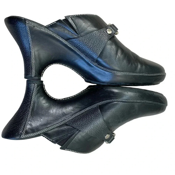 Cole Haan Leather Kitten Heels Mules Clog Slip On Shoes Women Size 8.5 B Black - Picture 6 of 14